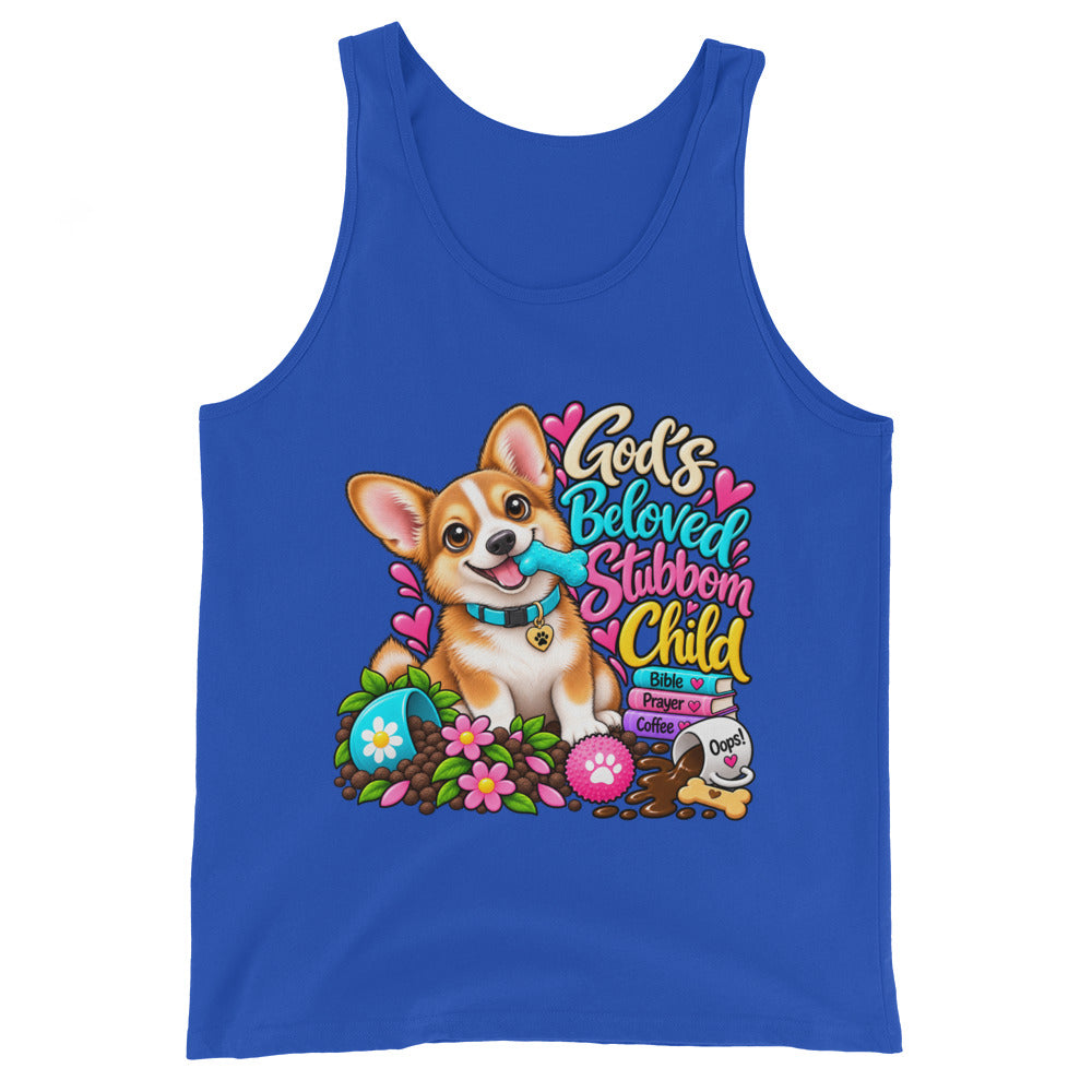 God's Beloved Stubborn Child Corgi Tank Top
